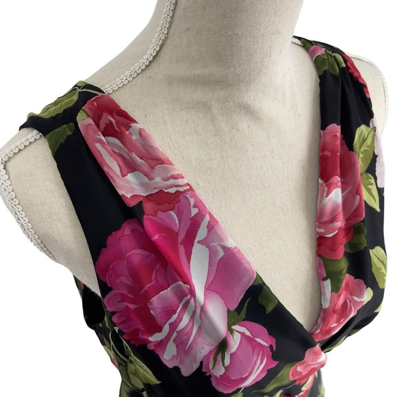 Another Thyme Womens Sleeveless Floral Chiffon Midi Dress Pullover Surplice 8 - Picture 11 of 12